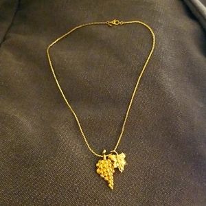Vintage Grapes and Leaf Necklace